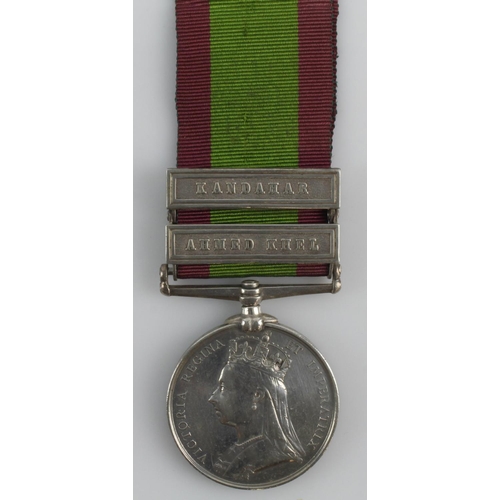 734 - Afghanistan Medal 1881 with bars Ahmed Khel, and Kandahar named (2139 Pte G Alborough 2/60th Foot) K... 