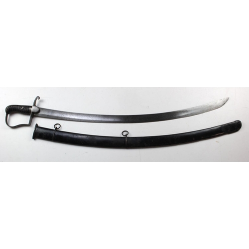 74 - Light Cavalry 1796 type pattern troopers sword in its black painted steel scabbard. No markings, wir... 