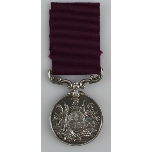 741 - Army LSGC Medal QV named (1452 Pte G Church, 81st Foot). Loyal Lincoln Volunteers. With copy service... 