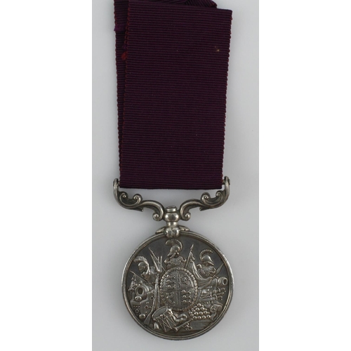 745 - Army LSGC Medal QV named (990 Sergt G Buckland, Bord Regt). Tiny pawn broker marks noted. With resea... 