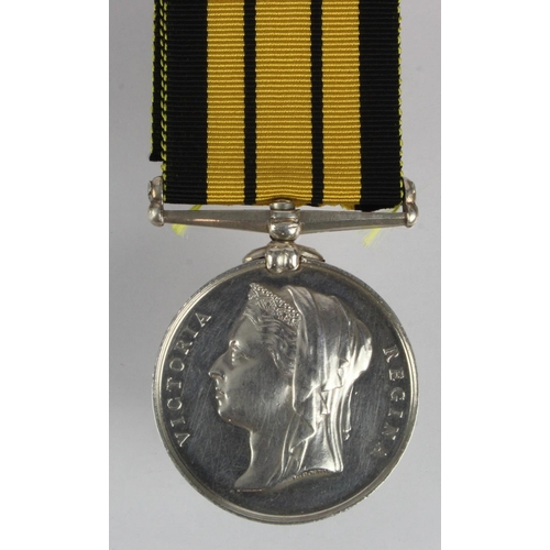 748 - Ashantee Medal 1874 no bar, named (R Pyne, Dom: 2Cl HMS Himalaya, 73-74) with copy medal roll