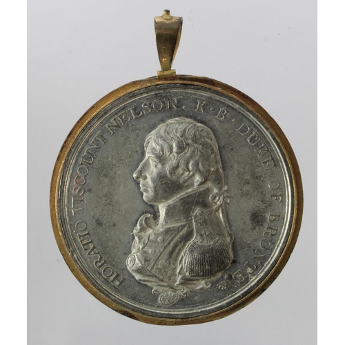 753 - Boulton's Trafalgar Medal 1805, white metal with gilt copper mount. Reverse engraved (Bartholomew Wi... 