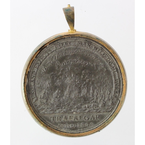 753 - Boulton's Trafalgar Medal 1805, white metal with gilt copper mount. Reverse engraved (Bartholomew Wi... 