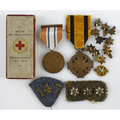 755 - British Red Cross Society War Service Medal 1914 - 1918 in original box, Greece Military Merit Medal... 