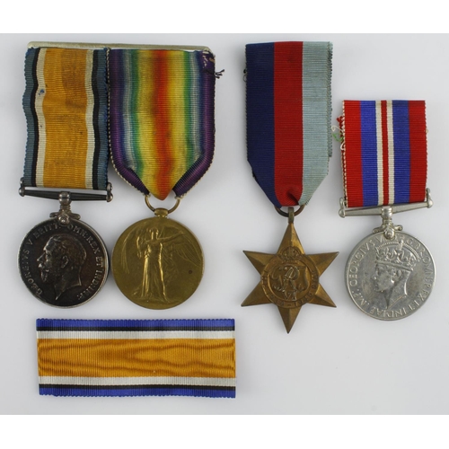 767 - BWM & Victory Medal (4091 Pte F W Ribbons Middx Regt) 10th Bn, and later 22nd London Regt. Plus 1939... 