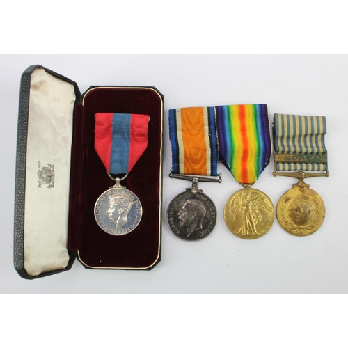 771 - BWM & Victory Medal (M2-116873 Cpl J A Williams ASC), GVI Imperial Service Medal (Peter James Plumle... 