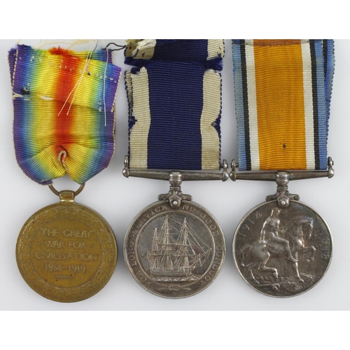 773 - BWM & Victory Medal (PLY-14081 Pte F Johnson RMLI) and GV Naval LSGC Medal (PLY.14081 F Johnson Pte ... 