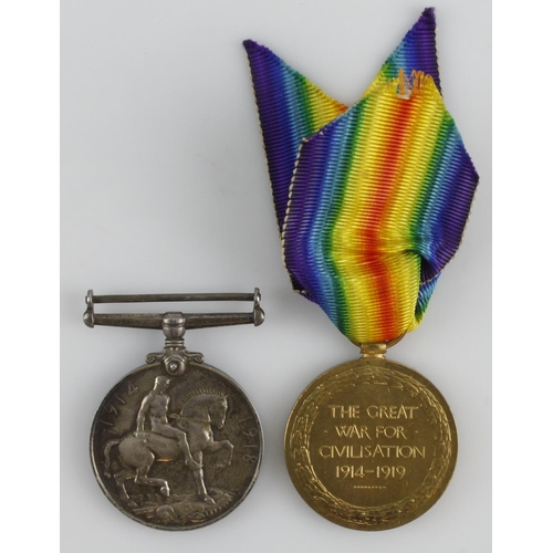 774 - BWM & Victory Medal (SS.7113 E Wallis AB RN) born Peterborough. With copied research