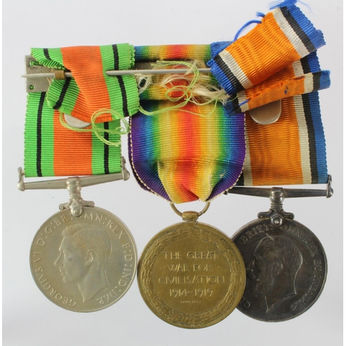 776 - BWM & Victory Medal + Defence Medal mounted as worn (5399 Pte A J Hayward 6-London Regt).  (3)