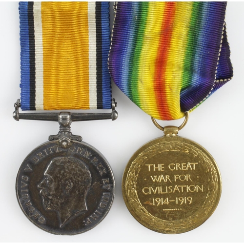 781 - BWM & Victory medal to (997 Pte. S. Wesson Rif. Brig.) Served with 21st Bn