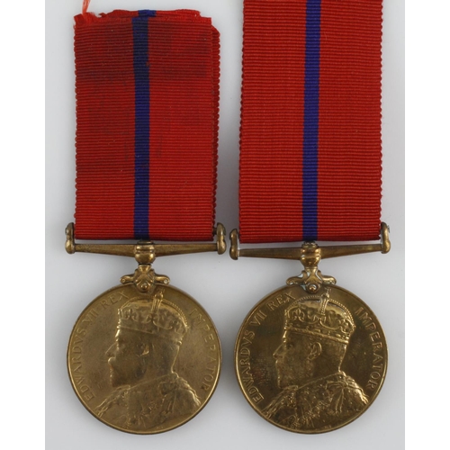 817 - Coronation Medal 1902 in bronze St John Ambulance Brigade (G Gregory. Pte) and Metropolitan Police (... 