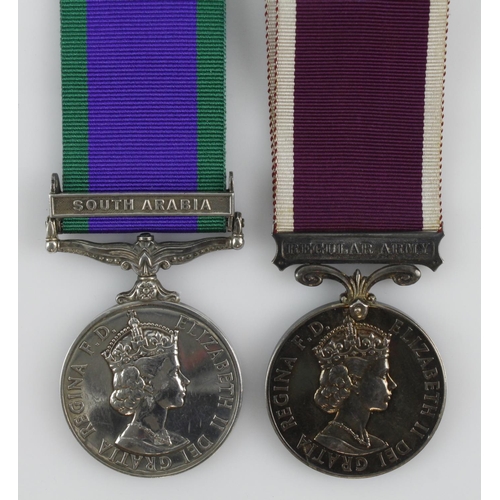 824 - CSM QE2 with South Arabia clasp (23922661 Dvr F R Humphrey RCT) and Regular Army LSGC Medal QE2 (239... 