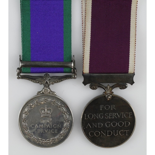 824 - CSM QE2 with South Arabia clasp (23922661 Dvr F R Humphrey RCT) and Regular Army LSGC Medal QE2 (239... 