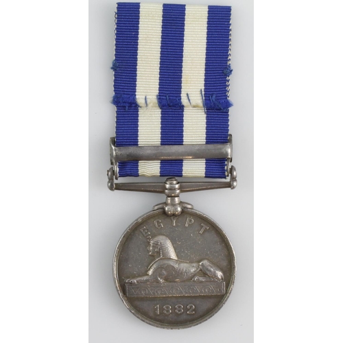 843 - Egypt Medal dated 1882 with Tel-El-Kebir clasp named (H. Hancock, Pte R.M.) with copied research. Bo... 