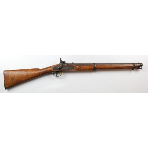 85 - Percussion 2 Band Carbine date 1887 to stock, and QV Crown to Plate. Obsolete Calibre, no licence re... 