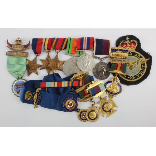 851 - Group mounted as worn - 1939-45 Star, Africa Star, Burma Star, Defence & War Medals, RAF LSGC Medal ... 