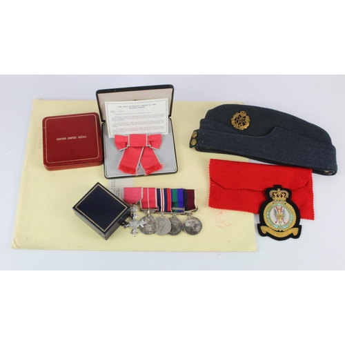 853 - Group mounted as worn - MBE (Civil), BEM EiiR (Mily) named (2148976 Sgt Joy M. Brame WRAF) War Medal... 