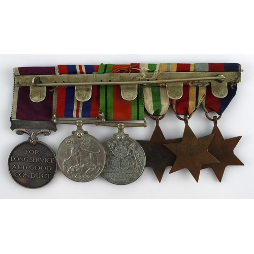 855 - Group mounted as worn for T/56551 C.Q.M.S. H A Sykes RASC. 1939-45 Star, Africa Star, Italy Star, De... 