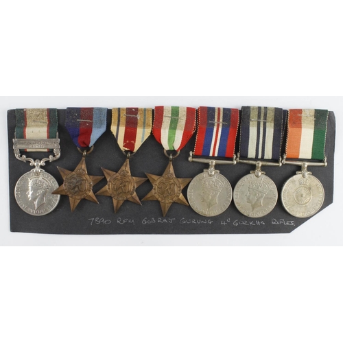 856 - Group to 7890 Rfn Gobraj Gurung 2-4 Gurkha Rifles (all medals named). India Medal GVI with Northwest... 