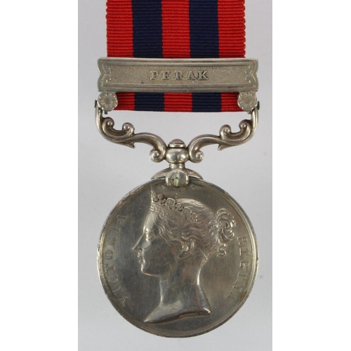 867 - IGS 1854 with Perak clasp, engraved (S.Brown. Pte R.M. HMS 