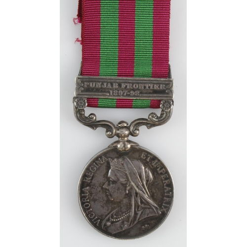 870 - India Medal 1895 with Punjab Frontier 1897-98 clasp (2252 Corpl G Madeley 3rd Bn Rif Bde). With copy... 