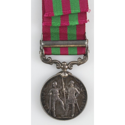 870 - India Medal 1895 with Punjab Frontier 1897-98 clasp (2252 Corpl G Madeley 3rd Bn Rif Bde). With copy... 