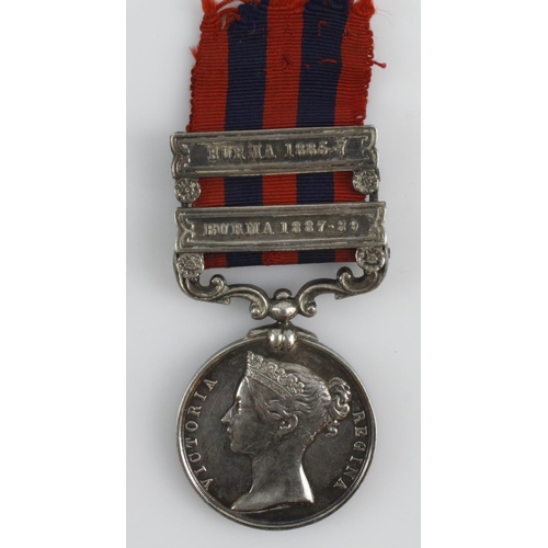 876 - Indian General Service Medal 1854 with bars Burma 1885-7 and Burma 1887-89, named (xxx154 Gunner R S... 