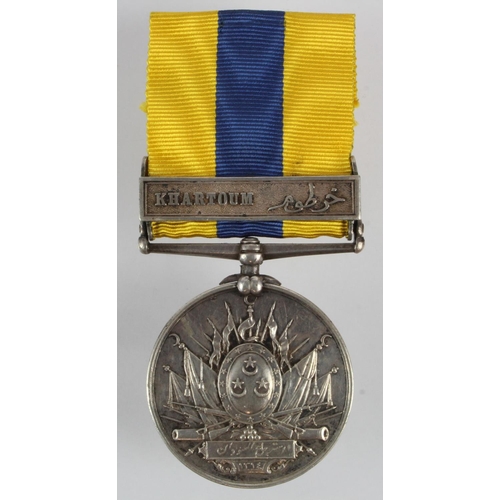 886 - Khedive's Sudan Medal 1896-1908 in silver, with Khartoum clasp, engraved (2923 Pte G W Baker 5th Fus... 