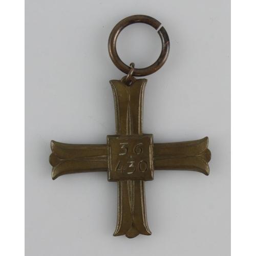 900 - Monte Cassino Cross numbered '36 430'. Served 7 Light Anti Aircraft Regt