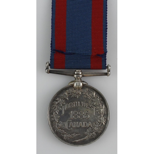 905 - North West Canada 1885 medal, no clasp, impressed (Sgt W Owens 7 Fusiliers). With copy medal roll