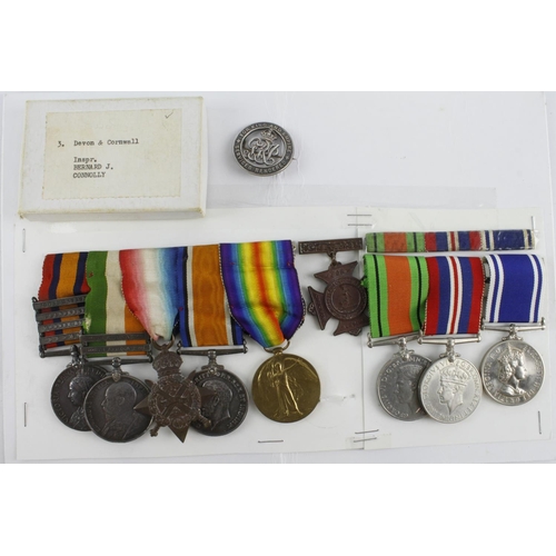 914 - QSA with bars Bel/MR/Paar/Joh named (28528 Gnr R J Connolly 18th Batt RFA), KSA with bars SA01/SA02 ... 