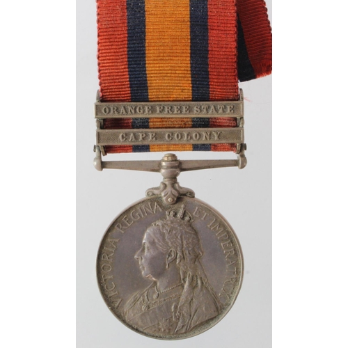 916 - QSA with bars CC/OFS named (1883 Pte E M Parry 21st Coy 2nd Impl Yeo). Cheshire. With copy medal rol... 