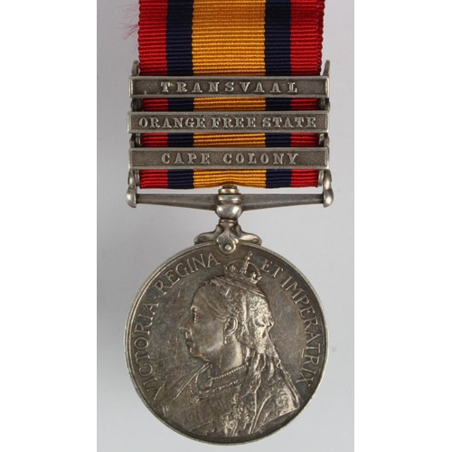 917 - QSA with bars CC/OFS/Trans named (2519 Pte A Bracey 1st Suffolk Regt) with copy medal