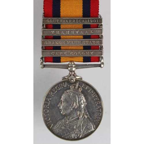 918 - QSA with bars CC/OFS/Trans/SA01 named (2884 Sgt H Chapman North'D Fus) with copy medal rolls, served... 