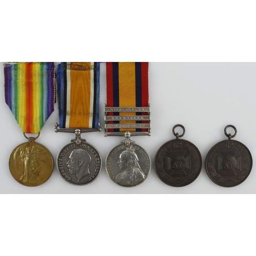 924 - QSA with bars CC/Tran/Witt named (916 Pte W Shewrey 2nd Wilts Regt) BWM & Victory Medal (875 Pte W S... 