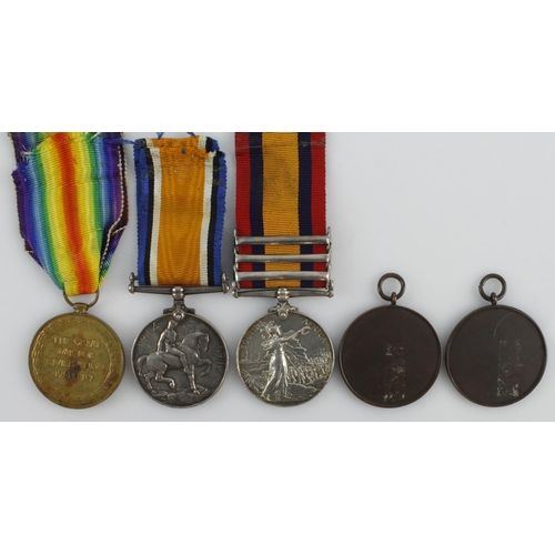 924 - QSA with bars CC/Tran/Witt named (916 Pte W Shewrey 2nd Wilts Regt) BWM & Victory Medal (875 Pte W S... 