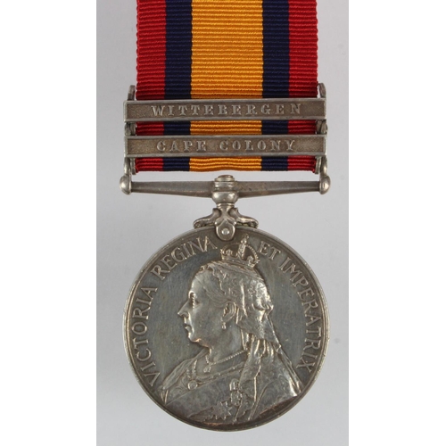 925 - QSA with bars CC/Witt named (8173 Pte G Copland 1st Highland Lt Infy) with copy medal roll