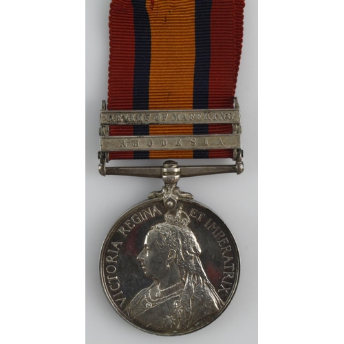 927 - QSA with bars Rhodesia / RoM named (773 Tpr R E Smith S. Rhod. Vols.) with copy medal roll