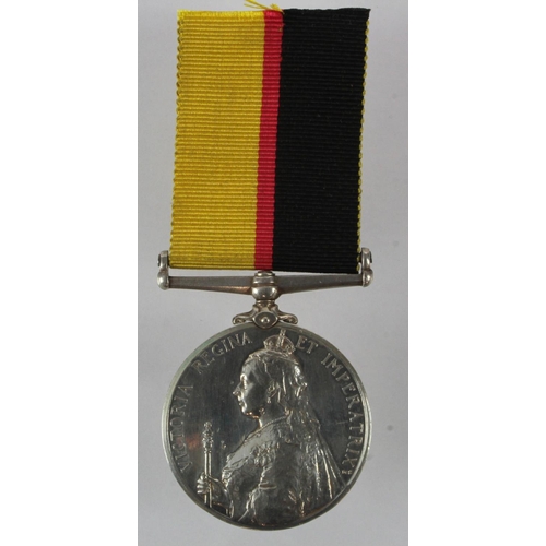 929 - Queens Sudan Medal 1899 in silver, engraved (3910 Pte A Dufour 1/Sea: Hrs:) with copy medal roll, su... 