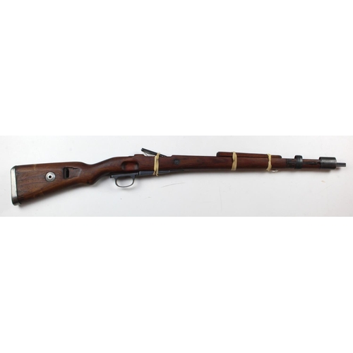 93 - Rifle stock, a set of woodwork for a KAR 98 K, WW2 service rifle. The set comprising:- one piece but... 