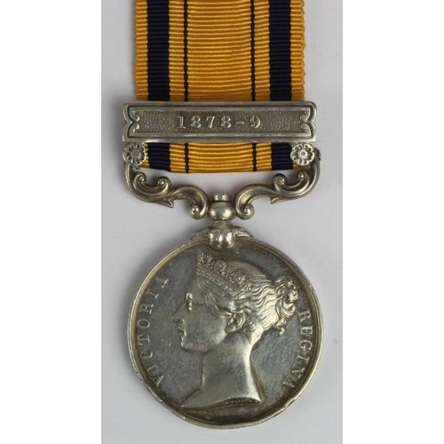 939 - South Africa Medal 1879 with clasp 1878-9, engraved (1073 Pte F Hatton 80th Foot) Staffordshire Volu... 