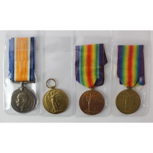 949 - WW1 medals - Victory Medals - 226961 Pnr J J Davies RE, and 18174 Pte A Lewis 11th Hrs. BWM & Victor... 