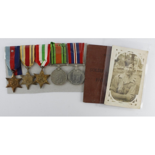 955 - WW2 group attributed to 6092490 Pte J W G Dangerfield Cheshire Regt ?. Born Weybridge, Surrey. 1939-... 