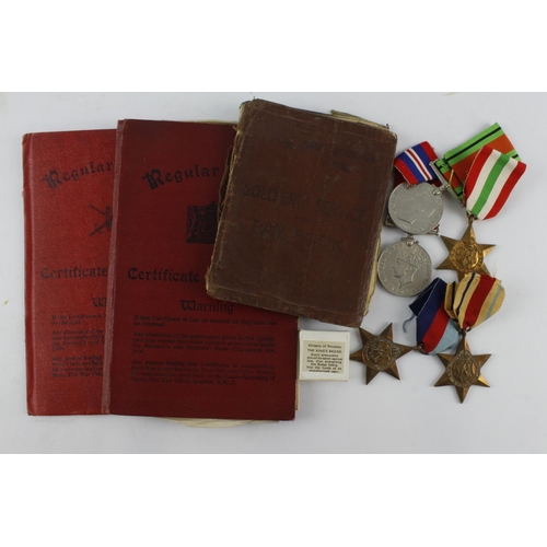 956 - WW2 group attributed to 805720 Dvr T Kelly RA. 1939-45 Star, Africa Star, Italy Star, Defence & War ... 