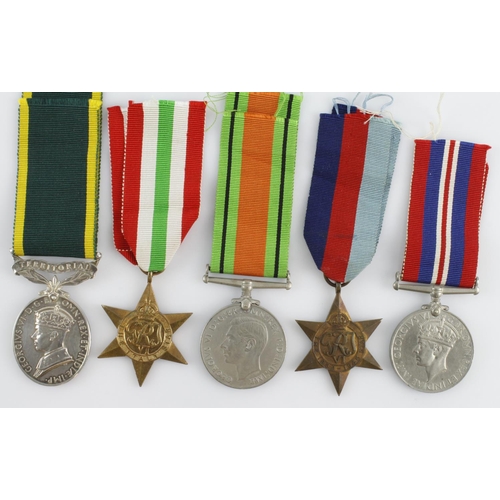 958 - WW2 group for 1475005 Fus F S Moody RF. 1939-45 Star, Italy Star, Defence & War Medal, GVI Efficienc... 