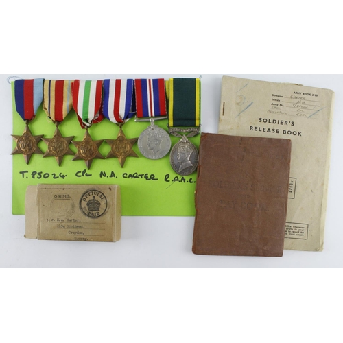 961 - WW2 group to T.85024 Cpl N A Carter RASC. 1939-45 Star, Africa Star, Italy Star, F & G Star, War Med... 