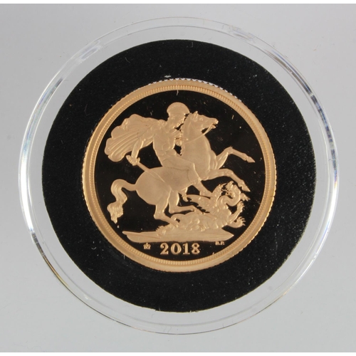 101 - Sovereign 2018 proof piedfort (crown mintmark) aFDC in capsule only.