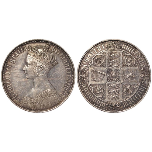 144 - Crown 1847 Undecimo edge 'gothic', S.3883, toned nEF with some surface marks and some knocks or file... 