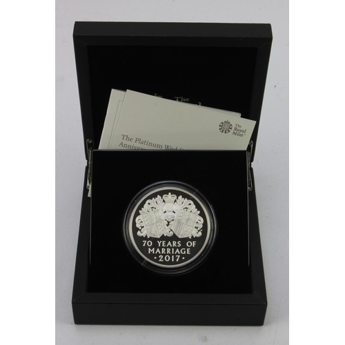 220 - Platinum Wedding Anniversary 2017 UK Five-Ounce (.999) Silver Proof Coin, FDC cased with certs.