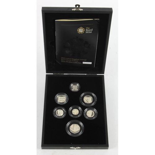 231 - Royal Mint: 2008 United Kingdom Coinage Royal Shield of Arms Silver Piedfort Collection, aFDC (light... 